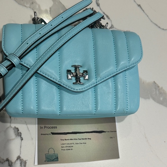 Tory Burch Handbags - Tory Burch Mini Kira Top Handle Bag (paid $398). See receipt . Baby blue